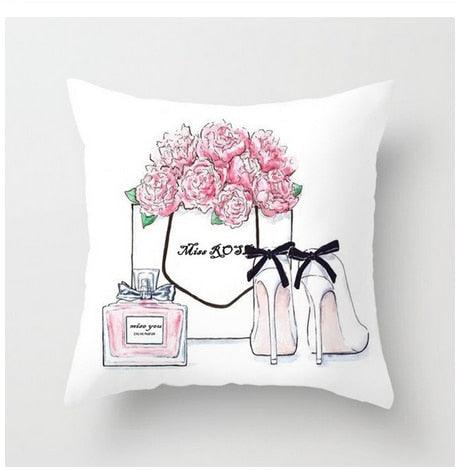 Fancy Theme Pillow Cover Hand Painted Flowers Camera Super Soft Chair Cushion Cover For Home Decoration Pink Flowers Digital Print Pillow Cover Queen Cushion Cover Book Vase Decor Throw Pillow Case Fancy Theme Decorative Accent Pillow 45X45cm
