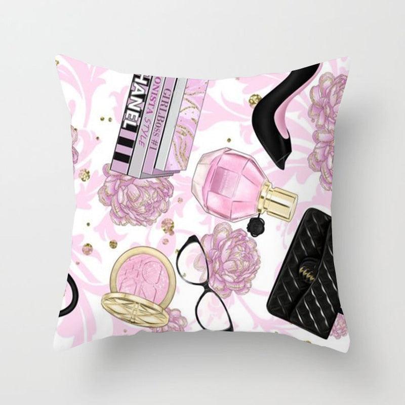 Fancy Theme Pillow Cover Hand Painted Flowers Camera Super Soft Chair Cushion Cover For Home Decoration Pink Flowers Digital Print Pillow Cover Queen Cushion Cover Book Vase Decor Throw Pillow Case Fancy Theme Decorative Accent Pillow 45X45cm
