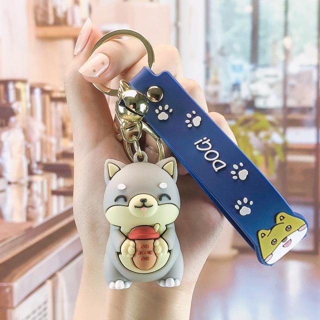 Fashion Cute Animal Dog Keychain Drops of Gel Doll Ornament Bag Keyring Backpack Accessories Car Key Chain Female Keychains Car Key Chain For Kids Adults Birthday Party Centerpiece Decorations Baby Shower Party Favors For Kids Birthday Party Keychains