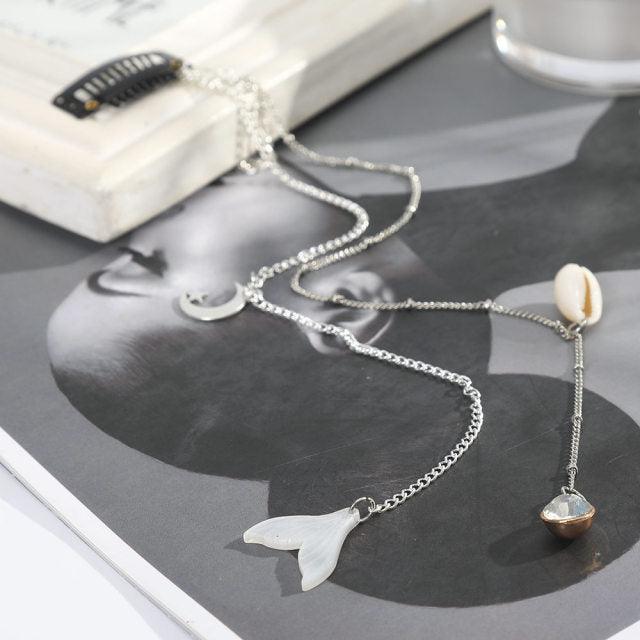 Fashion Elegant Women Lady Rhinestone Shell Crystal Tassel Long Chain Beads Dangle Hairpin Side Clip Gorgeous Hair Accessories For Women