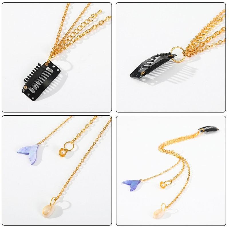 Fashion Elegant Women Lady Rhinestone Shell Crystal Tassel Long Chain Beads Dangle Hairpin Side Clip Gorgeous Hair Accessories For Women