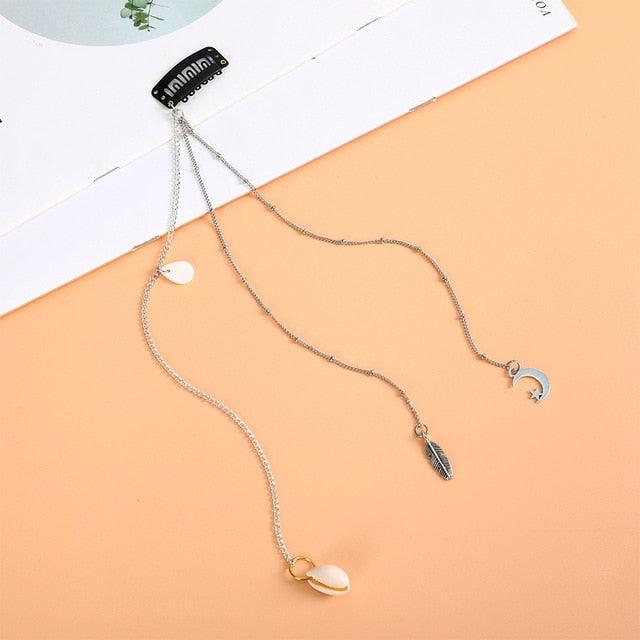 Fashion Elegant Women Lady Rhinestone Shell Crystal Tassel Long Chain Beads Dangle Hairpin Side Clip Gorgeous Hair Accessories For Women