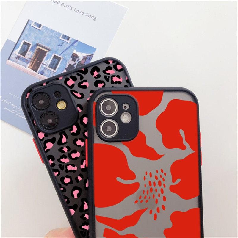 Fashion Leopard Pattern Case For iPhone 13 14 Pro MaxXS Max XR X Shockproof Cover Clear Bumper Women Girl Phone Case Cover with Black Leopard Print Designed for iPhone