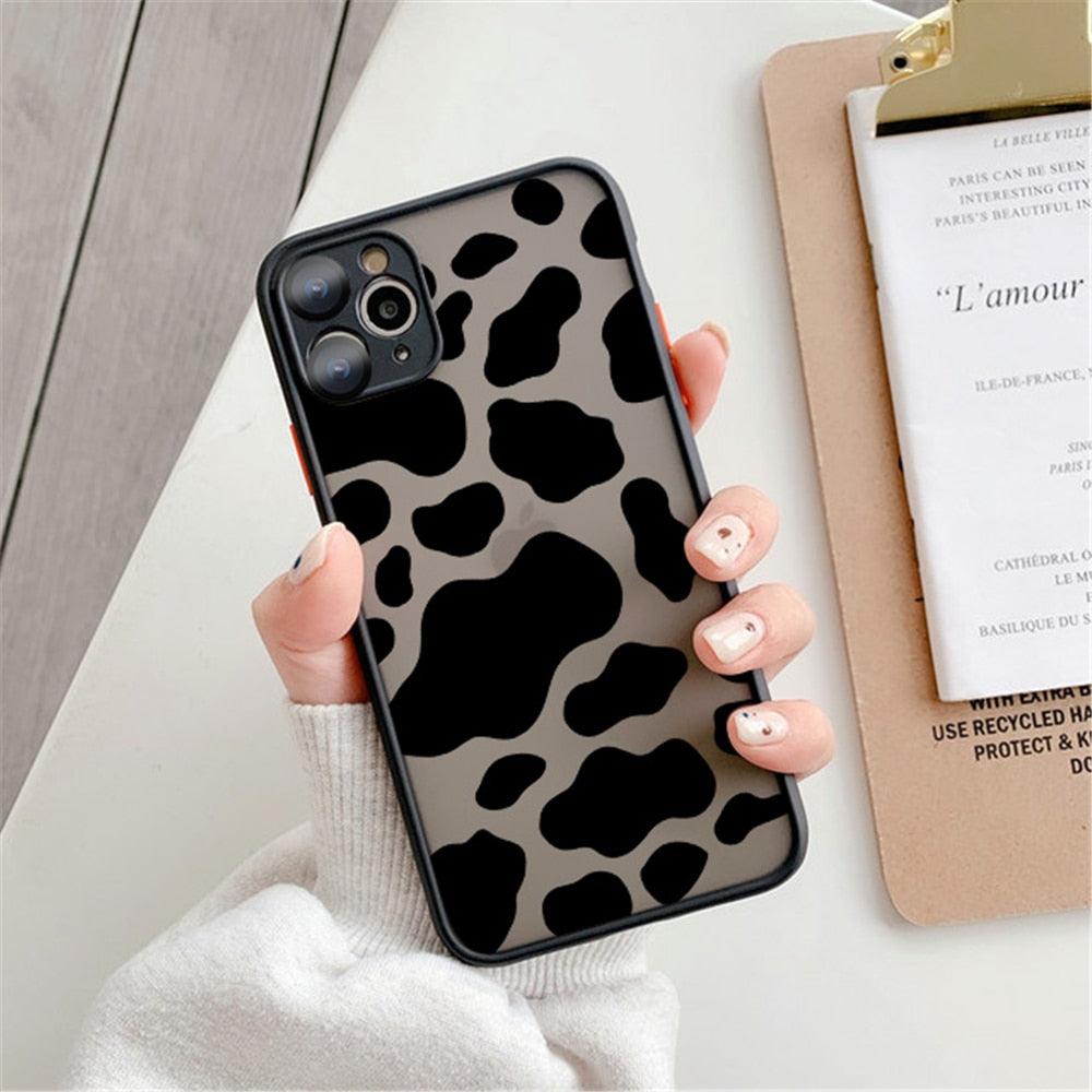 Fashion Leopard Pattern Case For iPhone 13 14 Pro MaxXS Max XR X Shockproof Cover Clear Bumper Women Girl Phone Case Cover with Black Leopard Print Designed for iPhone