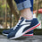 Fashion Men Sport Breathable Running Sneakers Casual Breathable Walking Shoes Sport Athletic Blue White Sneakers Gym Tennis Slip On Walking Outdoor Workout Sneakers