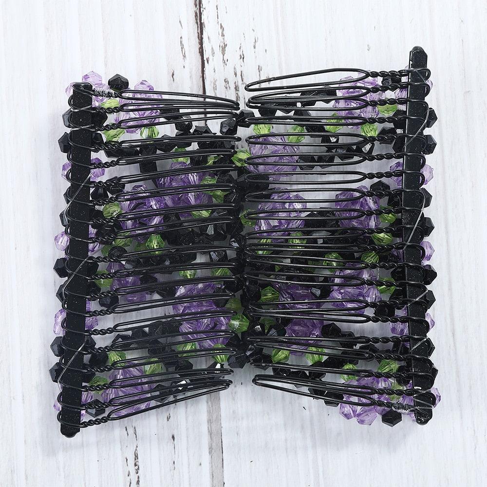 Fashion Professional Hair Comb Ladies Magic Beads Elasticity Double Bead String Clamp Stretchy Gorgeous Hair Accessories For Women for Valentine's Day