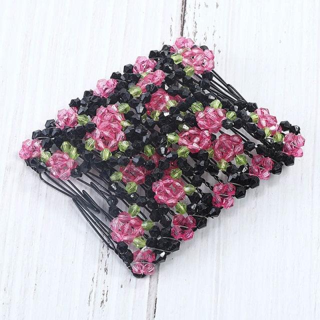 Fashion Professional Hair Comb Ladies Magic Beads Elasticity Double Bead String Clamp Stretchy Gorgeous Hair Accessories For Women for Valentine's Day