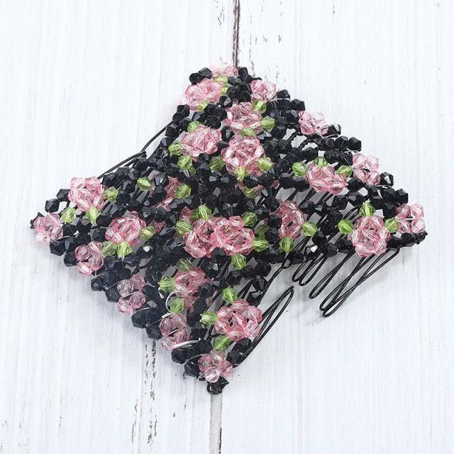Fashion Professional Hair Comb Ladies Magic Beads Elasticity Double Bead String Clamp Stretchy Gorgeous Hair Accessories For Women for Valentine's Day
