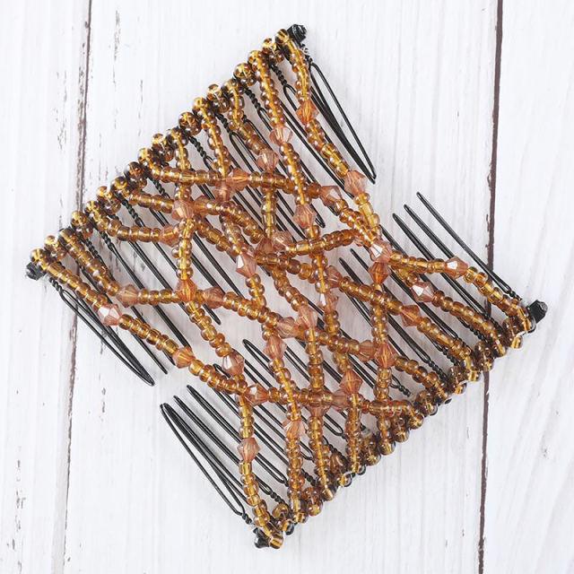 Fashion Professional Hair Comb Ladies Magic Beads Elasticity Double Bead String Clamp Stretchy Gorgeous Hair Accessories For Women for Valentine's Day