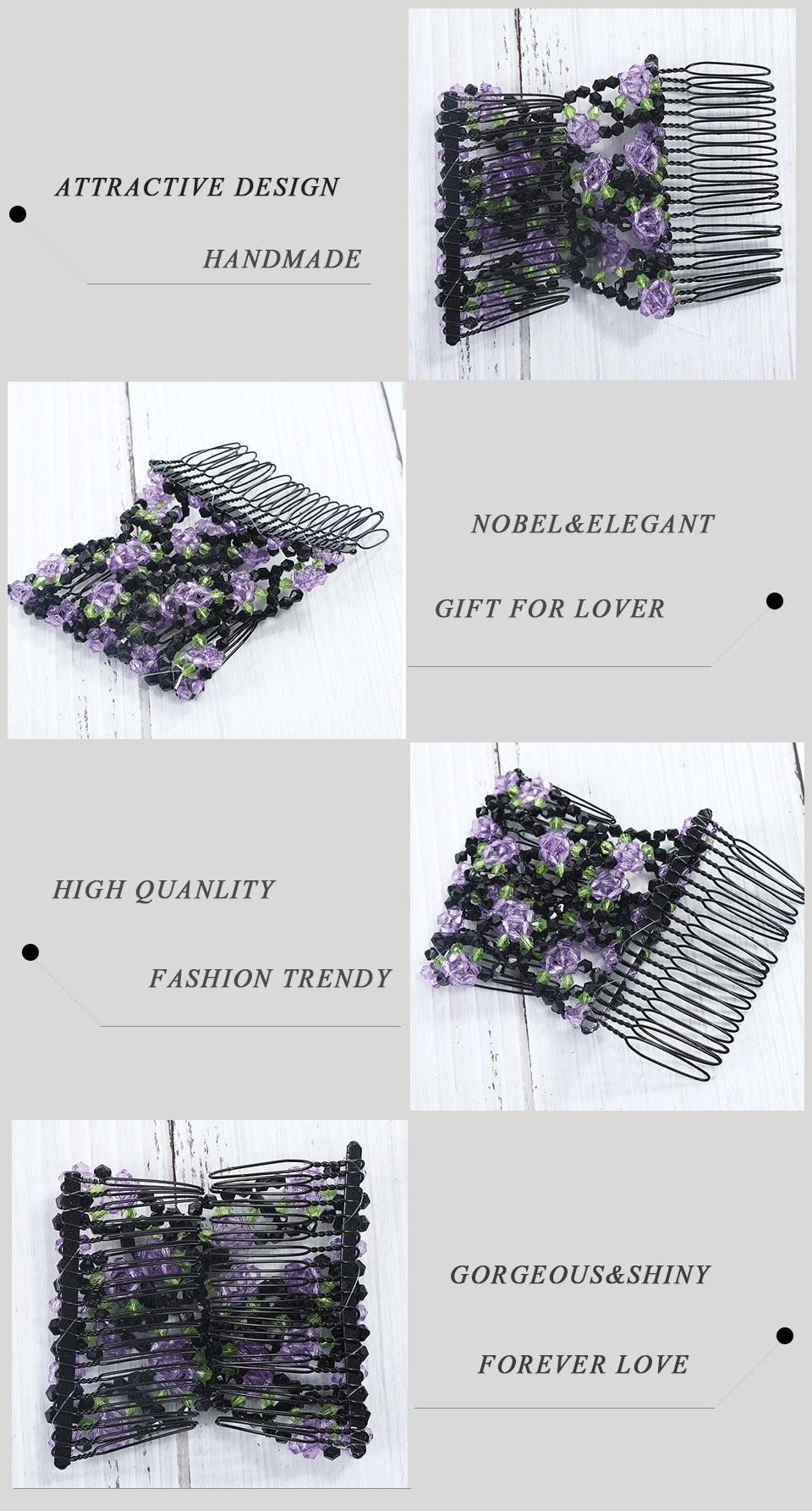 Fashion Professional Hair Comb Ladies Magic Beads Elasticity Double Bead String Clamp Stretchy Gorgeous Hair Accessories For Women for Valentine's Day