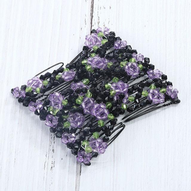 Fashion Professional Hair Comb Ladies Magic Beads Elasticity Double Bead String Clamp Stretchy Gorgeous Hair Accessories For Women for Valentine's Day