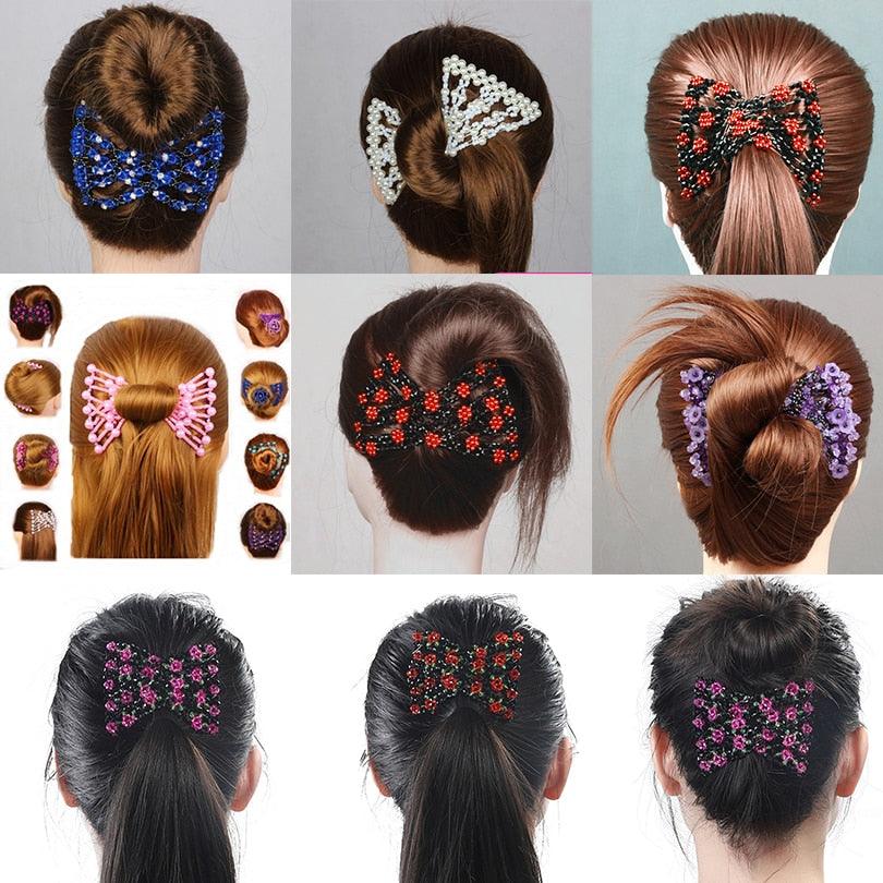 Fashion Professional Hair Comb Ladies Magic Beads Elasticity Double Bead String Clamp Stretchy Gorgeous Hair Accessories For Women for Valentine's Day