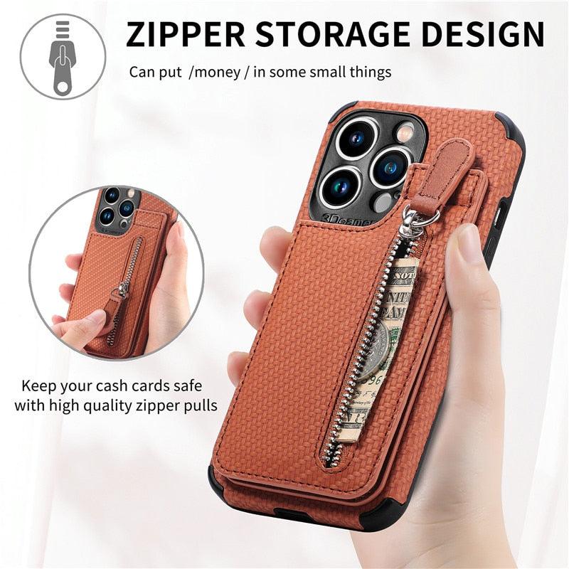 Fashion Slim Fit Luxury Leather Cover For iPhone 13 11 12 Pro XR XS Max Mini X 6 7 8 Plus Wallet Card Slots Shockproof Flip Case PU Leather Flip Folio Book Protective Cover with Slots Magnetic Clasp  Holder
