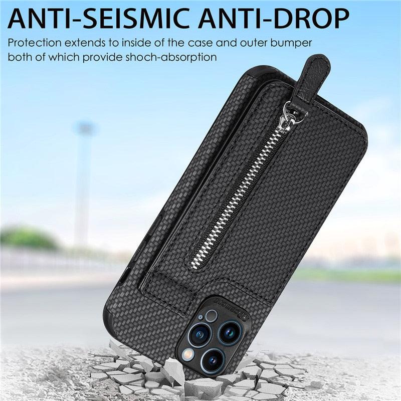 Fashion Slim Fit Luxury Leather Cover For iPhone 13 11 12 Pro XR XS Max Mini X 6 7 8 Plus Wallet Card Slots Shockproof Flip Case PU Leather Flip Folio Book Protective Cover with Slots Magnetic Clasp  Holder