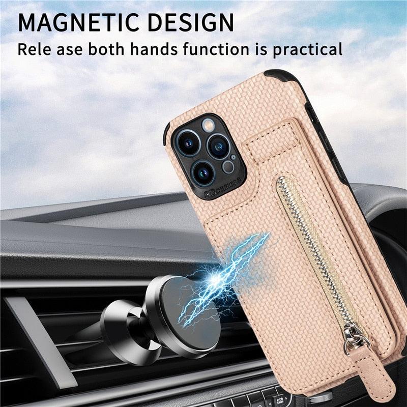 Fashion Slim Fit Luxury Leather Cover For iPhone 13 11 12 Pro XR XS Max Mini X 6 7 8 Plus Wallet Card Slots Shockproof Flip Case PU Leather Flip Folio Book Protective Cover with Slots Magnetic Clasp  Holder