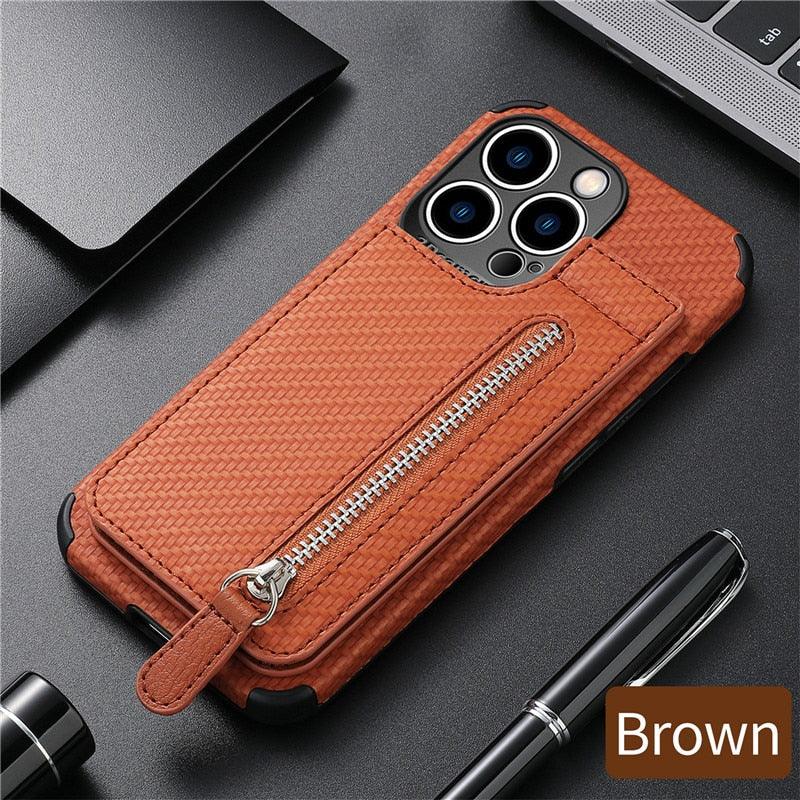 Fashion Slim Fit Luxury Leather Cover For iPhone 13 11 12 Pro XR XS Max Mini X 6 7 8 Plus Wallet Card Slots Shockproof Flip Case PU Leather Flip Folio Book Protective Cover with Slots Magnetic Clasp  Holder