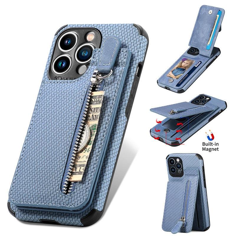 Fashion Slim Fit Luxury Leather Cover For iPhone 13 11 12 Pro XR XS Max Mini X 6 7 8 Plus Wallet Card Slots Shockproof Flip Case PU Leather Flip Folio Book Protective Cover with Slots Magnetic Clasp  Holder