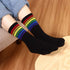 Fashion Socks Cotton Rainbow Color Black And White Christmas Gift Classic Warm Casual Tide Harajuku Funny Cute Pop Korean Socks Short Socks For Men And Women