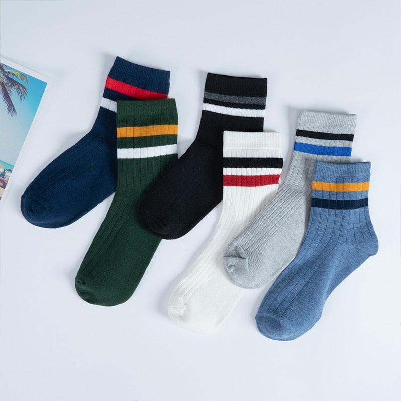 Fashion Socks Cotton Rainbow Color Black And White Christmas Gift Classic Warm Casual Tide Harajuku Funny Cute Pop Korean Socks Short Socks For Men And Women