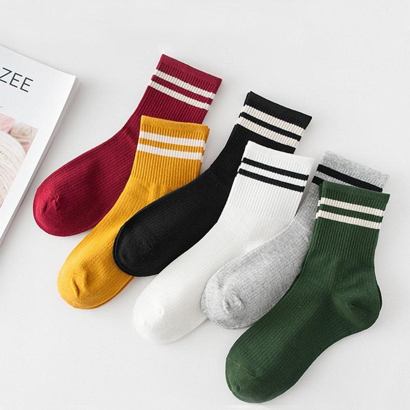 Fashion Socks Cotton Rainbow Color Black And White Christmas Gift Classic Warm Casual Tide Harajuku Funny Cute Pop Korean Socks Short Socks For Men And Women