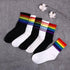 Fashion Socks Cotton Rainbow Color Black And White Christmas Gift Classic Warm Casual Tide Harajuku Funny Cute Pop Korean Socks Short Socks For Men And Women