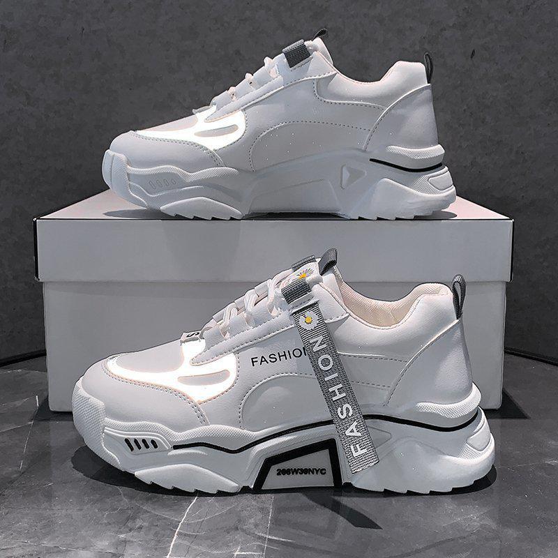 Fashion Spring Reflective Women Sneakers Lace Up Chunky Sneakers Mixed Color Women's Lightweight Casual Everyday Walking Fashion Chunky Sneakers - STEVVEX Shoes - 104, Athletic Sneakers, Breathable Sneakers, Breathable Women Sneakers, Casual Walking Sneakers, Casual Women Sneakers, High Heels Sneakers, Shoes, Sneakers, Soft Women Sneakers, Sport Sneakers, Walking Sneakers, White Womens Sneakers, Women sneakers, Women's Sport Sneakers, Womens Elegant Sneakers, Womens Fitness Sneakers - Stevvex.com
