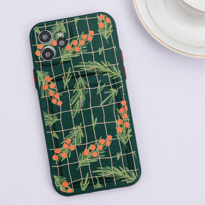 Fashionable Anti-Scratch Soft Lining Protective Case For iPhone Cases Card Holder Cute Flower Heart Phone Case For iPhone 12 13 Mini Pro Beautiful Design  Soft Iphone Case