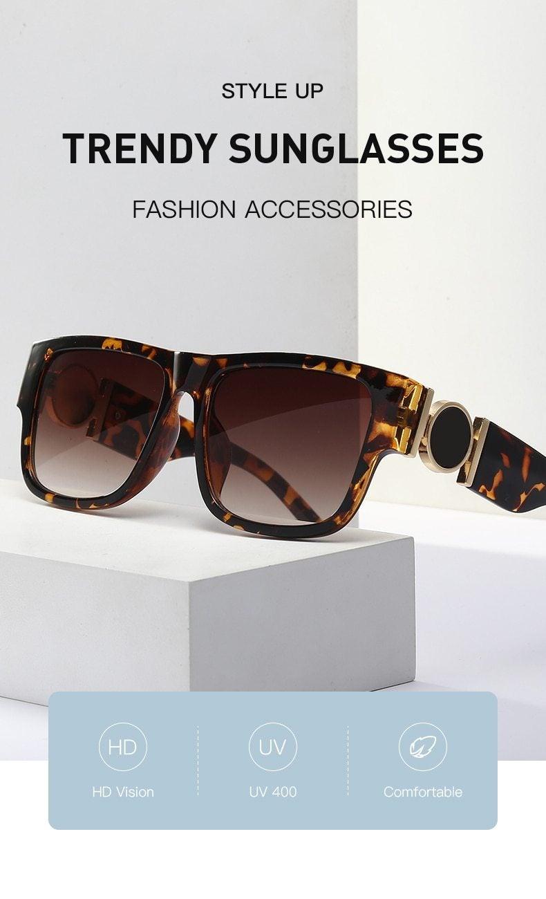 Fashionable Rectangular Shaped Stylish Sunglasses Design Unisex Vintage Exquisite Sun Glasses For Men Luxury Oversized Square Frame Sunglasses For Women Retro