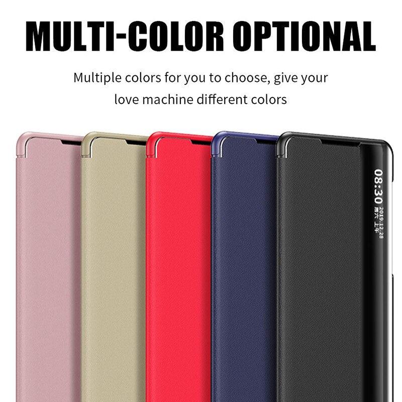 Flip Case for Xiaomi Redmi Note 11 11S 10 10s 9 9s Pro Max Mi 11T 10T Lite Poco X3 Smart Window View Shockproof PU Cover Slim Side Window View Smart Flip Leather Stand Case Cover for Xiaomi Redmi