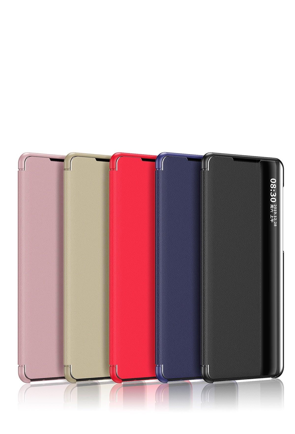 Flip Case for Xiaomi Redmi Note 11 11S 10 10s 9 9s Pro Max Mi 11T 10T Lite Poco X3 Smart Window View Shockproof PU Cover Slim Side Window View Smart Flip Leather Stand Case Cover for Xiaomi Redmi