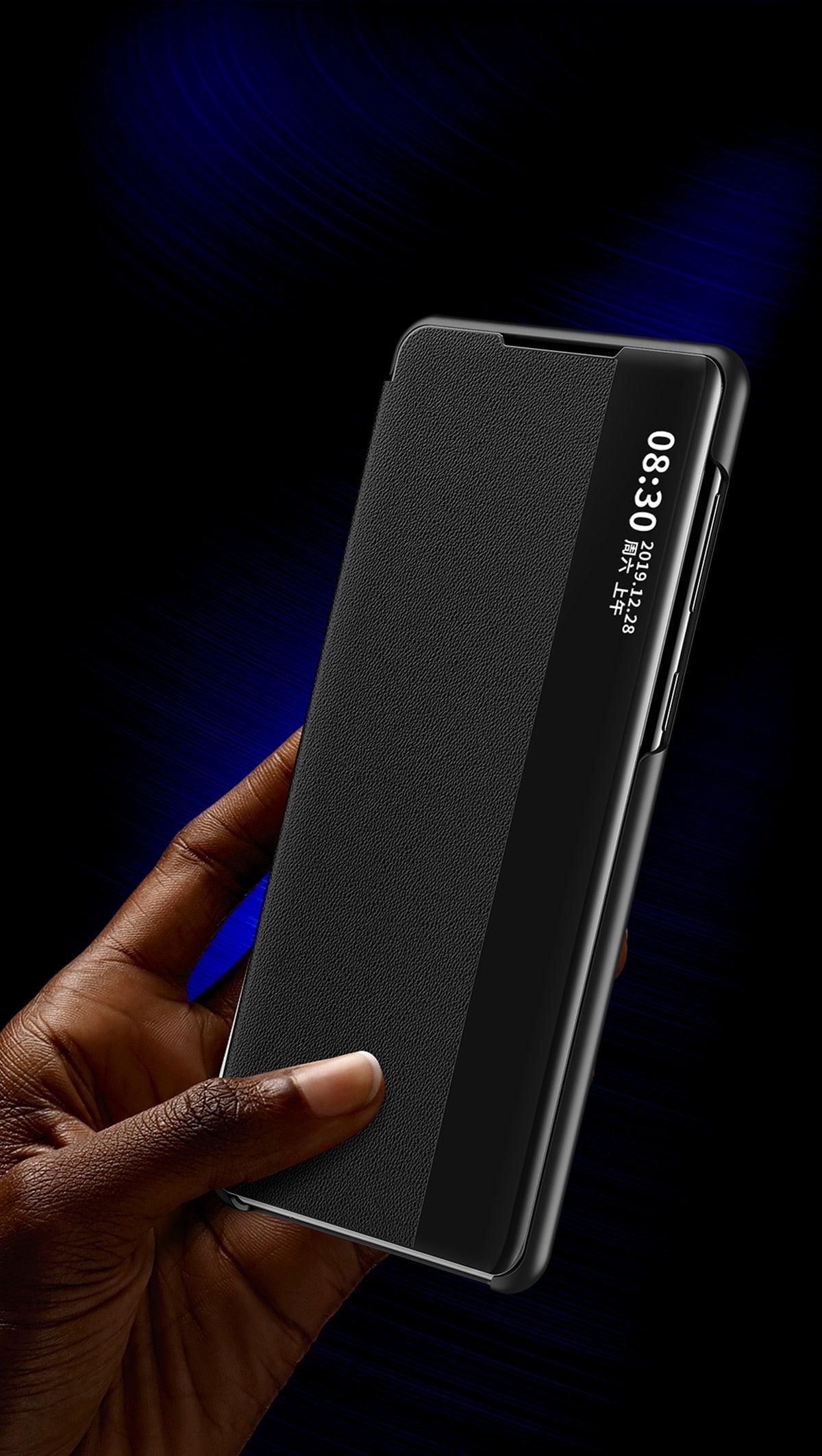 Flip Case for Xiaomi Redmi Note 11 11S 10 10s 9 9s Pro Max Mi 11T 10T Lite Poco X3 Smart Window View Shockproof PU Cover Slim Side Window View Smart Flip Leather Stand Case Cover for Xiaomi Redmi