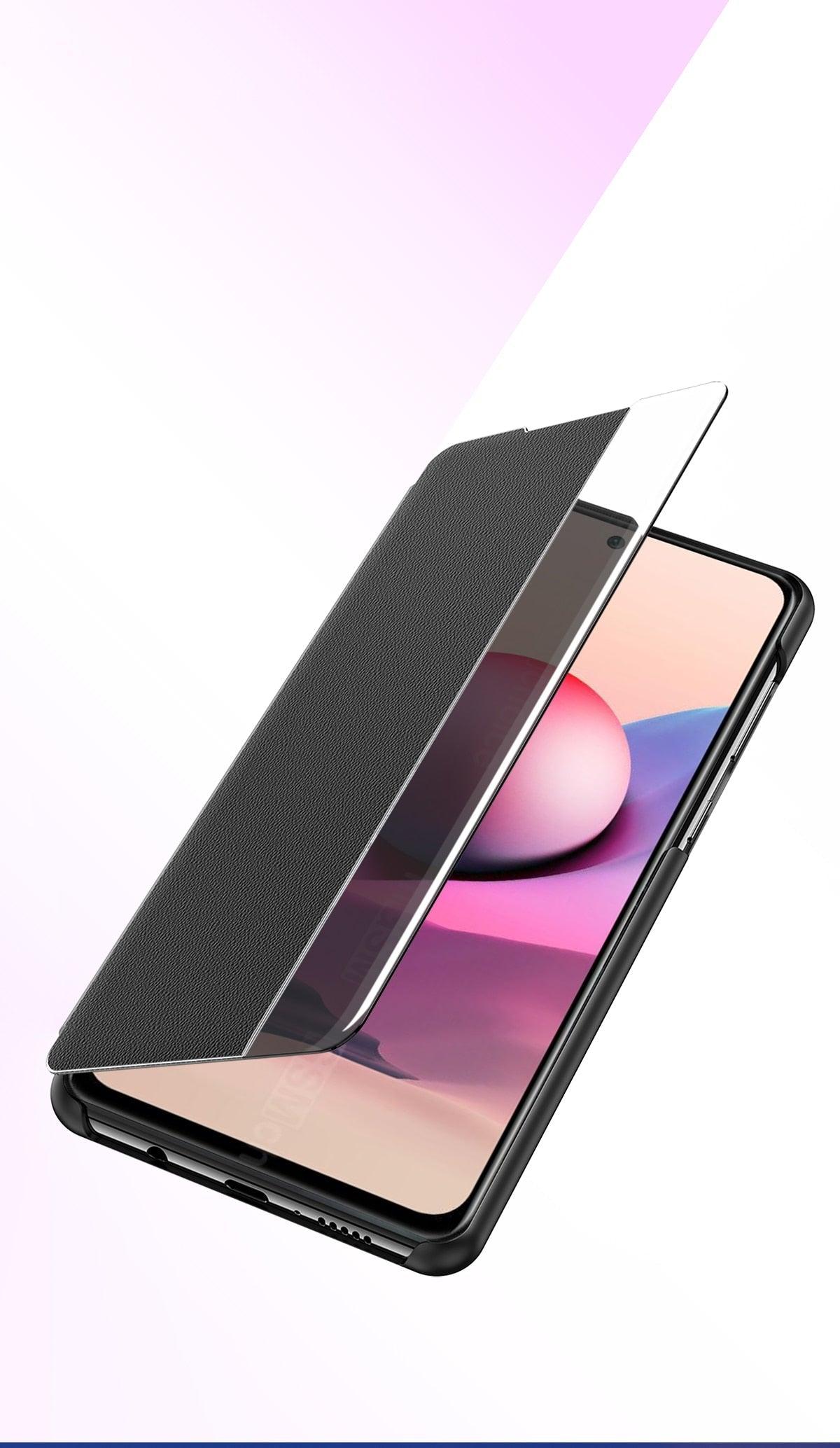 Flip Case for Xiaomi Redmi Note 11 11S 10 10s 9 9s Pro Max Mi 11T 10T Lite Poco X3 Smart Window View Shockproof PU Cover Slim Side Window View Smart Flip Leather Stand Case Cover for Xiaomi Redmi