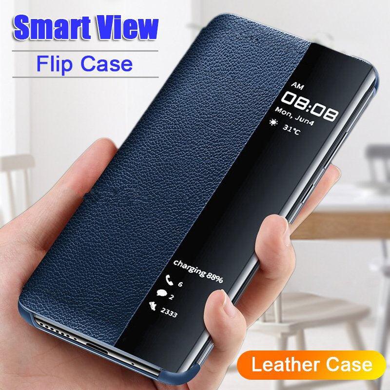Flip Case for Xiaomi Redmi Note 11 11S 10 10s 9 9s Pro Max Mi 11T 10T Lite Poco X3 Smart Window View Shockproof PU Cover Slim Side Window View Smart Flip Leather Stand Case Cover for Xiaomi Redmi