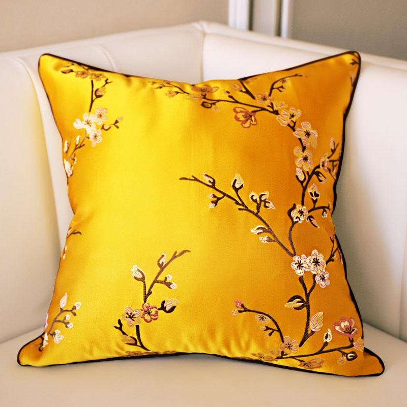 Floral Decorative Pillow Covers Spring Polyester Cushion Cover For Home Decorative Sofa Armchair Bedroom Livingroom Embroidery Floral Pattern Square Decorative Throw Pillow Case Cushion Cover