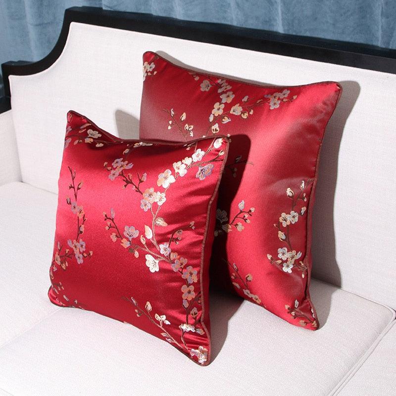 Floral Decorative Pillow Covers Spring Polyester Cushion Cover For Home Decorative Sofa Armchair Bedroom Livingroom Embroidery Floral Pattern Square Decorative Throw Pillow Case Cushion Cover