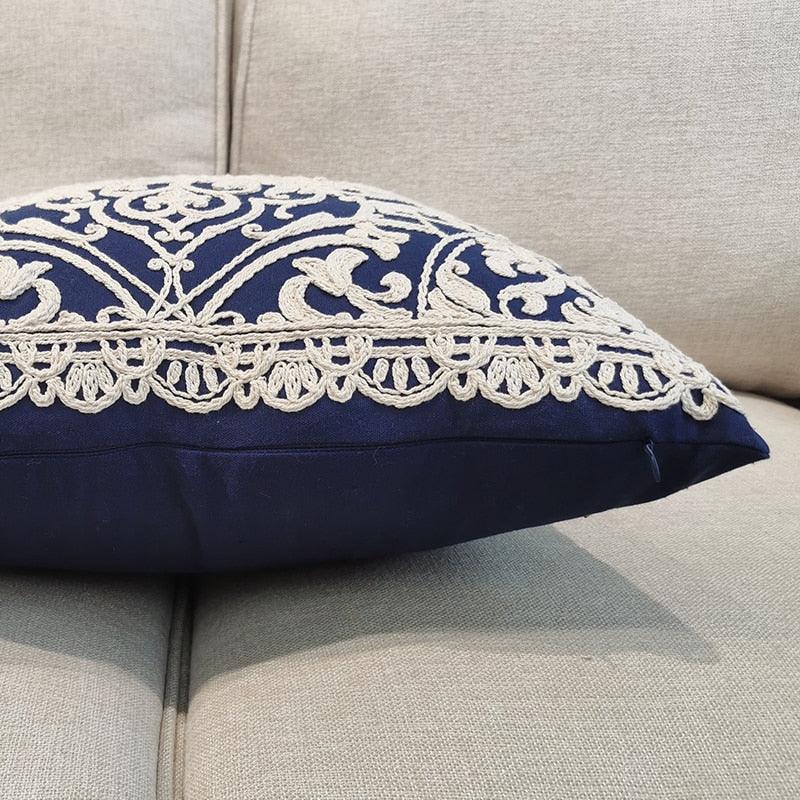 Floral Embroidered Throw Pillow Covers Cotton Pillowcase Sofa Couch For Home Decor Embroidery Throw Pillow Covers Square Cushion Case Modern Cushion Cover Square Pillowcase Decoration for Sofa Bed Chair Car 50x50cm