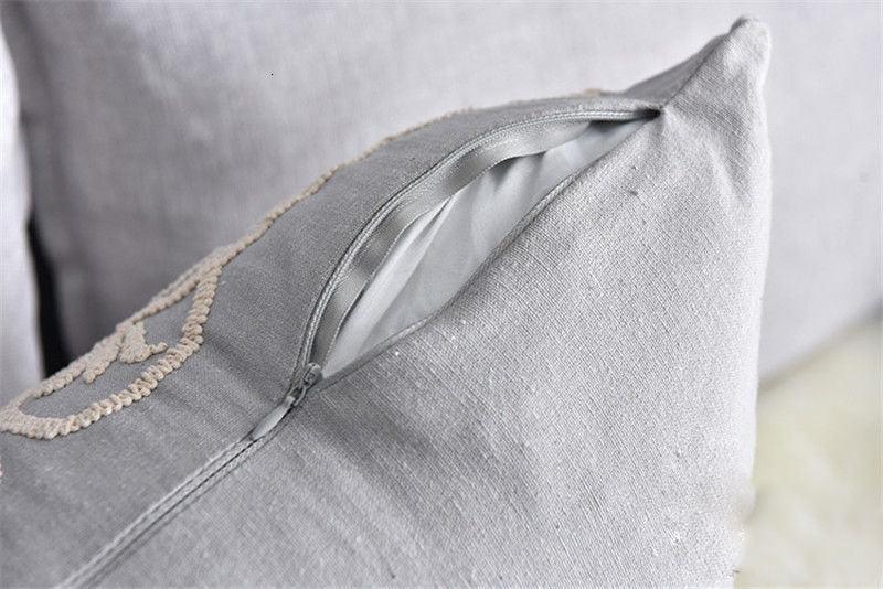 Floral Embroidered Throw Pillow Covers Cotton Pillowcase Sofa Couch For Home Decor Embroidery Throw Pillow Covers Square Cushion Case Modern Cushion Cover Square Pillowcase Decoration for Sofa Bed Chair Car 50x50cm