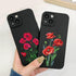 Flower Bloom Phone Case Black Color For iPhone 7 8 Plus SE 13 12 11 Pro Max X XR XS Soft Silicone Never Faded Floral Phone Cases Silicone Shockproof Hard Case