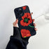Flower Bloom Phone Case Black Color For iPhone 7 8 Plus SE 13 12 11 Pro Max X XR XS Soft Silicone Never Faded Floral Phone Cases Silicone Shockproof Hard Case