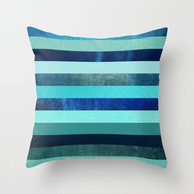 Flower Leaves Pattern Throw Pillow Case Teal Blue Cushion Covers Modern Teal Throw Pillow Covers Ocean Bohemia Decorative Couch Pillow Cases Sea Cotton Linen Decorative Pillowcases