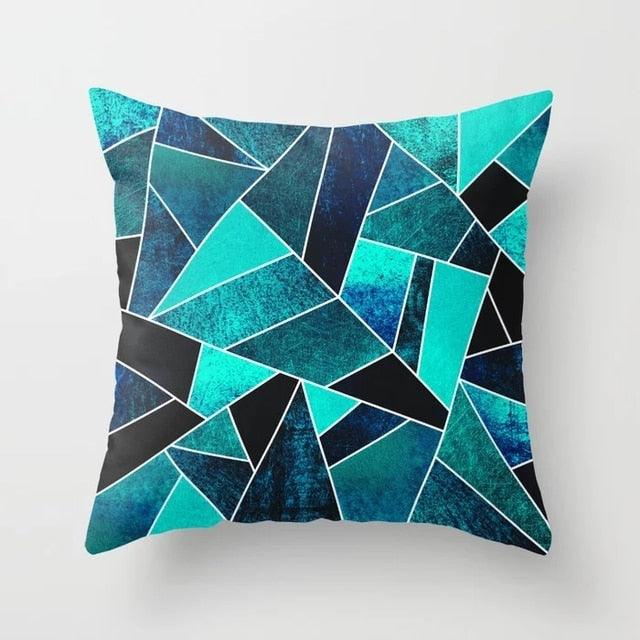 Flower Leaves Pattern Throw Pillow Case Teal Blue Cushion Covers Modern Teal Throw Pillow Covers Ocean Bohemia Decorative Couch Pillow Cases Sea Cotton Linen Decorative Pillowcases
