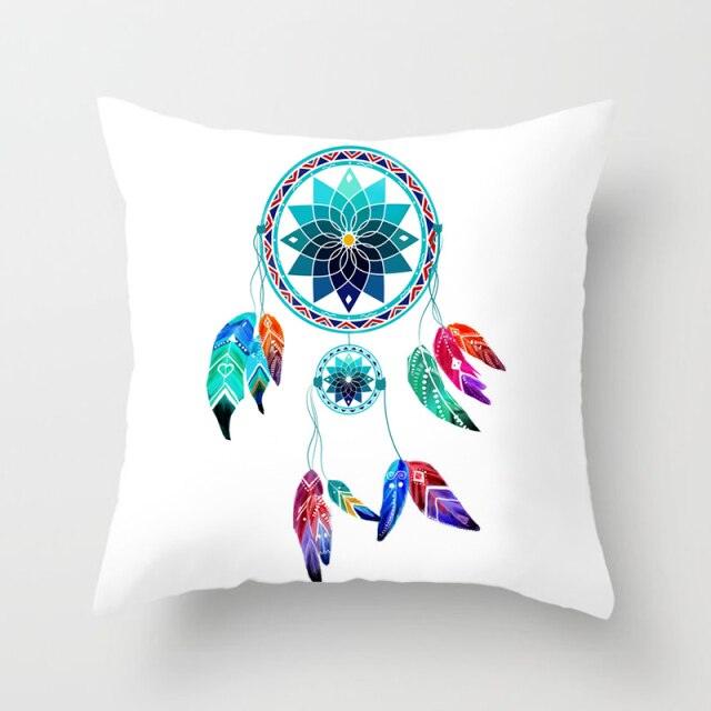 Flower Leaves Pattern Throw Pillow Case Teal Blue Cushion Covers Modern Teal Throw Pillow Covers Ocean Bohemia Decorative Couch Pillow Cases Sea Cotton Linen Decorative Pillowcases