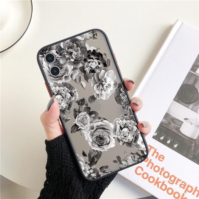 Flower Phone Case for iphone 11 12 13 Pro Max for iphone 7 8 Plus SE X XR XS MAX Painted Florals Picture Shockproof 3D Flower Hold Stand Phone Cover for Women Girls