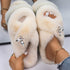 Fluffy Slippers Rhinestone Butterfly Faux Fur Slides Women Sandals Platform Flip Flops Crystal Indoor Slippers Faux Fur Slippers Comfy Open Toe Two Slides Lining And Rubber Sole