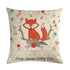 Forest Animal Fox Throw Pillow Covers Cute Cushion Cover Children Linen Cotton Teal Square Decorative for Sofa Pillow Case Decorative Cushion Pillowcases for Car Sofa Couch Woodland Girls Nursery Room Decor 45x45cm
