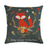Forest Animal Fox Throw Pillow Covers Cute Cushion Cover Children Linen Cotton Teal Square Decorative for Sofa Pillow Case Decorative Cushion Pillowcases for Car Sofa Couch Woodland Girls Nursery Room Decor 45x45cm