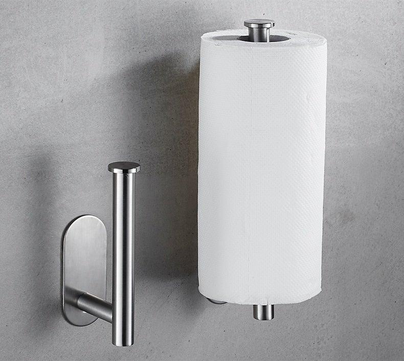 Free Kitchen Roll Paper Accessory Wall Mount Toilet Paper Holder Stainless Steel Bathroom Tissue Towel Accessories Rack Holders Toilet Paper Holder No Drilling Toilet Roll Holder Stand for Home Bathroom Washroom Kitchen