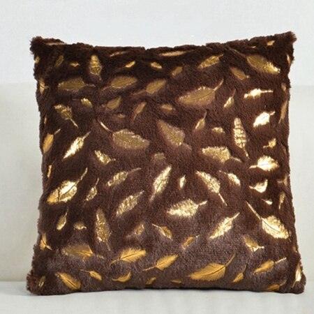 Fur Cushion Cover Pillowcases Solid Color White Gray Pink Red Black Decorative Christmas Throw Pillow Covers Plush Faux Fur With Gold Feathers Gilding Cushion Covers Cases Soft Fuzzy Cute Pillowcase For Couch Bed