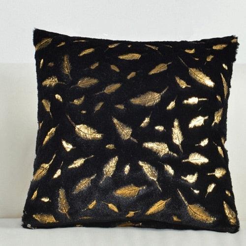 Fur Cushion Cover Pillowcases Solid Color White Gray Pink Red Black Decorative Christmas Throw Pillow Covers Plush Faux Fur With Gold Feathers Gilding Cushion Covers Cases Soft Fuzzy Cute Pillowcase For Couch Bed