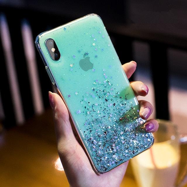 Glitter Luxury Soft Phone Case For iPhone 13 mini 12 Pro 11 ProMax For iPhone XR XS Max X 8 7 6s 6 Plus Back Cover Case Clear Glitter Sparkly Phone case for Women and Girls